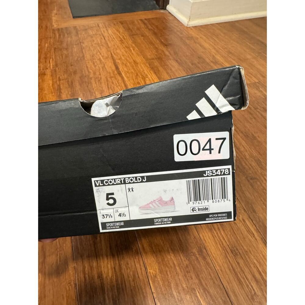 New Adidas VL Court Bold J Pink/White Platform Sneakers Big Kid 5 Women ~ 6.5/7 - Picture 7 of 7